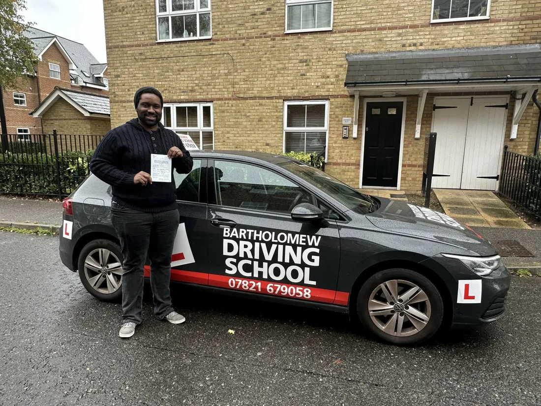 First-time pass photo with the school car
